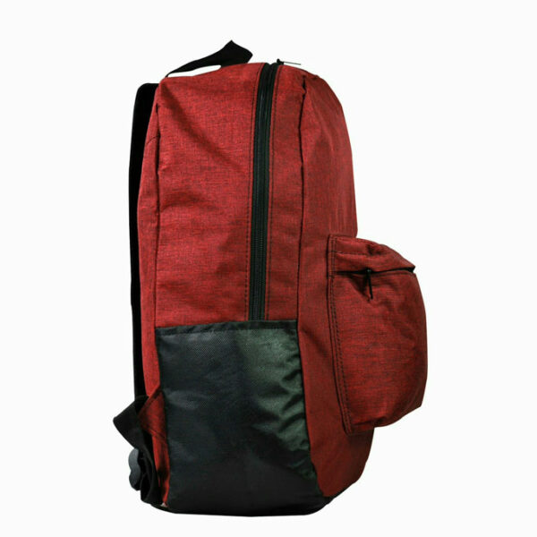 Mochila vista lateral de color rojo