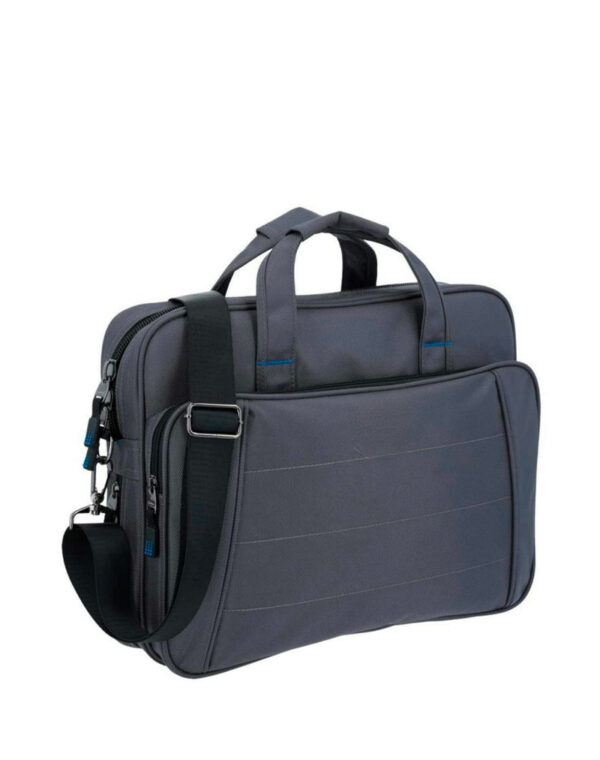 Mochila porta laptop Ciak en gris oxford estilo portafolio, ideal para transportar tu laptop con elegancia y protección.