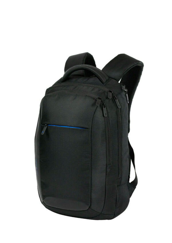 Mochila porta laptop Daire negra, diseñada para ofrecer protección y comodidad mientras transportas tu laptop y otros esenciales.
