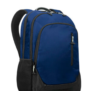 Mochila porta laptop Enzo en azul medianoche con detalles en mostaza, perfecta para transportar tu laptop con estilo y seguridad.
