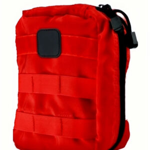Mochila roja con detalles alredeor en color negro