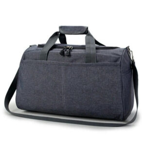 Vista lateral de Mochila de viaje Illinois de color gris se muestra su bolsa lateral plana y su asa de mano