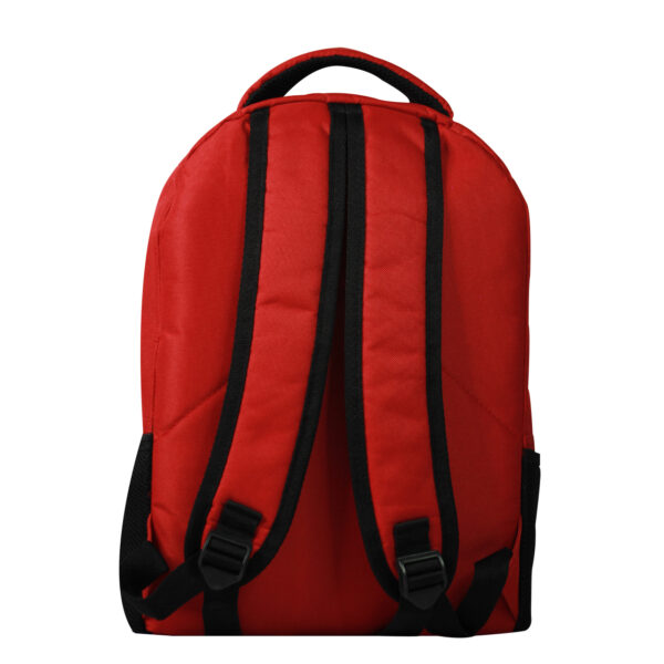 Mochila por la parte trasera de color rojo