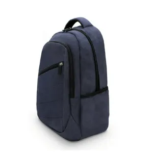 Navy blue Akbal School Backpack in three-quarter view, showing its texture, two compartments, and side pocket. Find the perfect school backpacks | Durability and comfort AKBAL SCHOOL BACKPACK