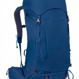 Side view of the Ansgar hiking backpacks in blue tones, with adjustable straps and some gray details. ANSGAR HIKING BACKPACKS