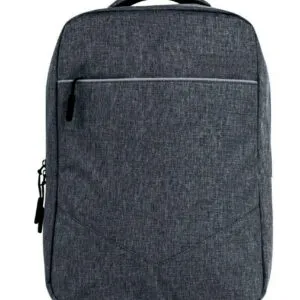 Front view of the heather gray Atens School Backpack. It features a horizontal pocket with a stripe and a V-stitched design. Find the perfect school backpacks | Durability and comfort ATENS SCHOOL BACKPACK