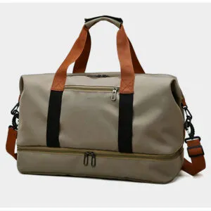 Side view of the Cali travel backpack in different shades of brown with black details. Explore the world with Travel Backpacks perfect for unforgettable adventures CALI TRAVEL BACKPACK