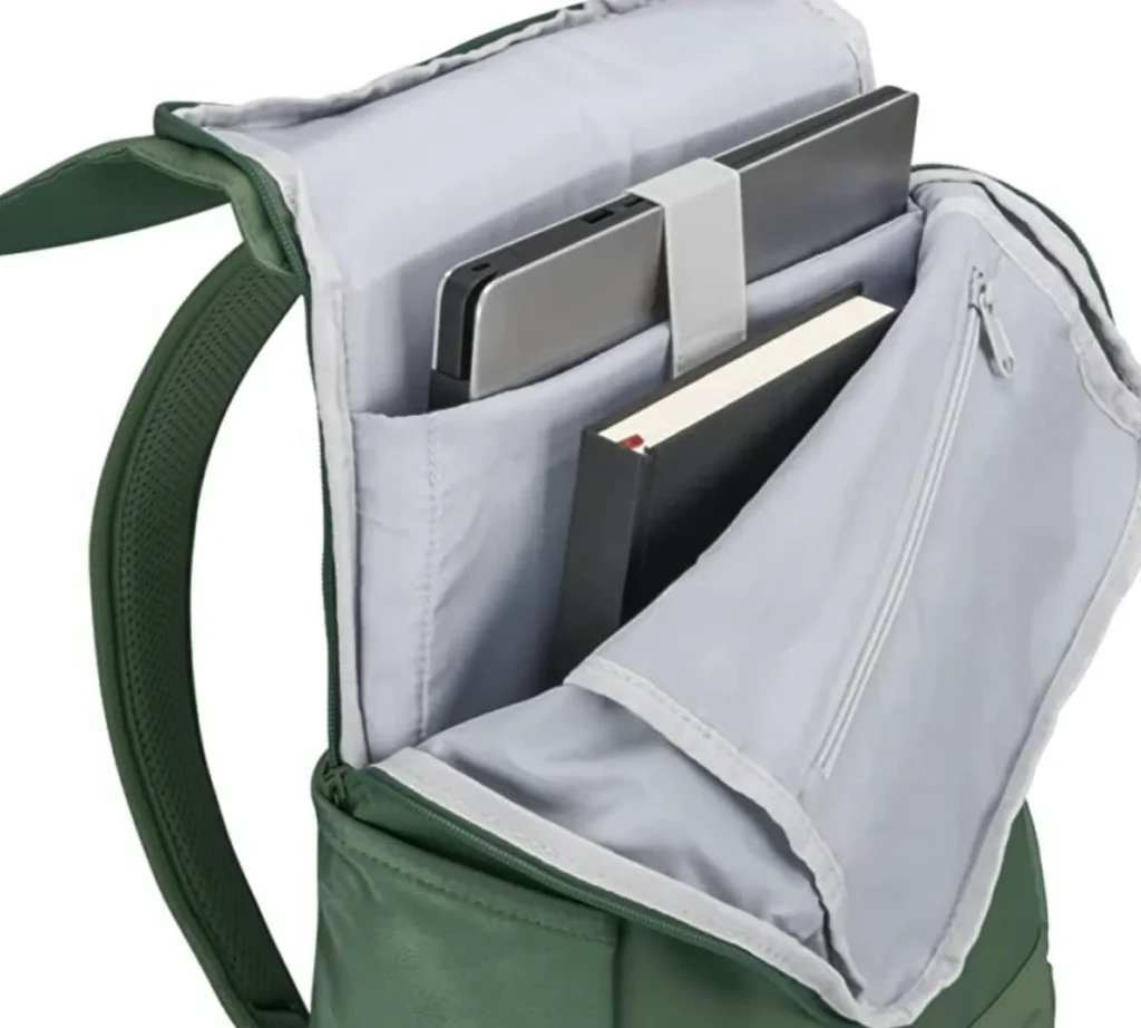 Designed by custom backpack manufacturers, this bag features a padded laptop sleeve and organized interior storage.